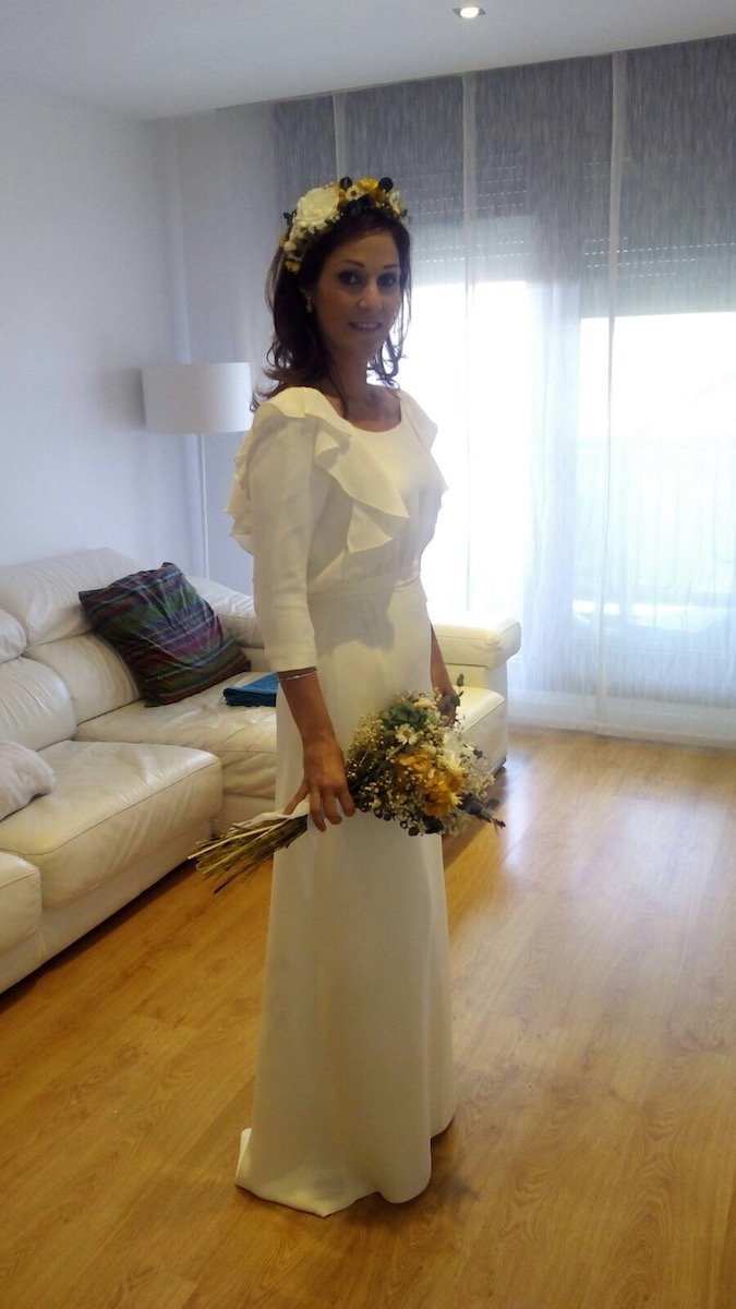 vestido novia en crepe de seda