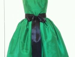 Vestido en seda salvaje verde manzana