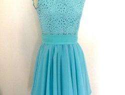 Vestido corto azul agua